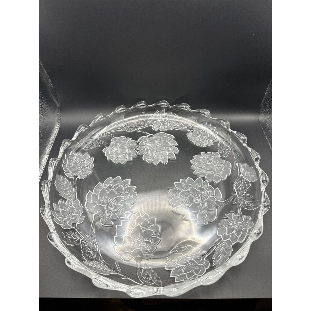 Crystal Clear Studios Chrysanthemum 13 Inch Serving Platter Round Vintage 1990s